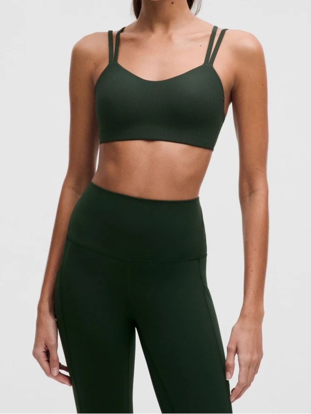 NWT Lululemon Women’s Size 2 B/C Ribbed Like a Cloud Bra in dark green